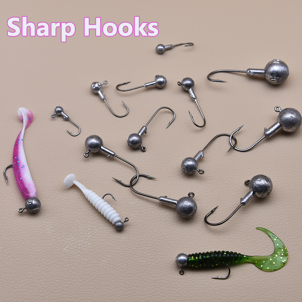 MrLurion 50pcs 1g-28g jig head - مراجعة Fishing Hook Weedless وسعره