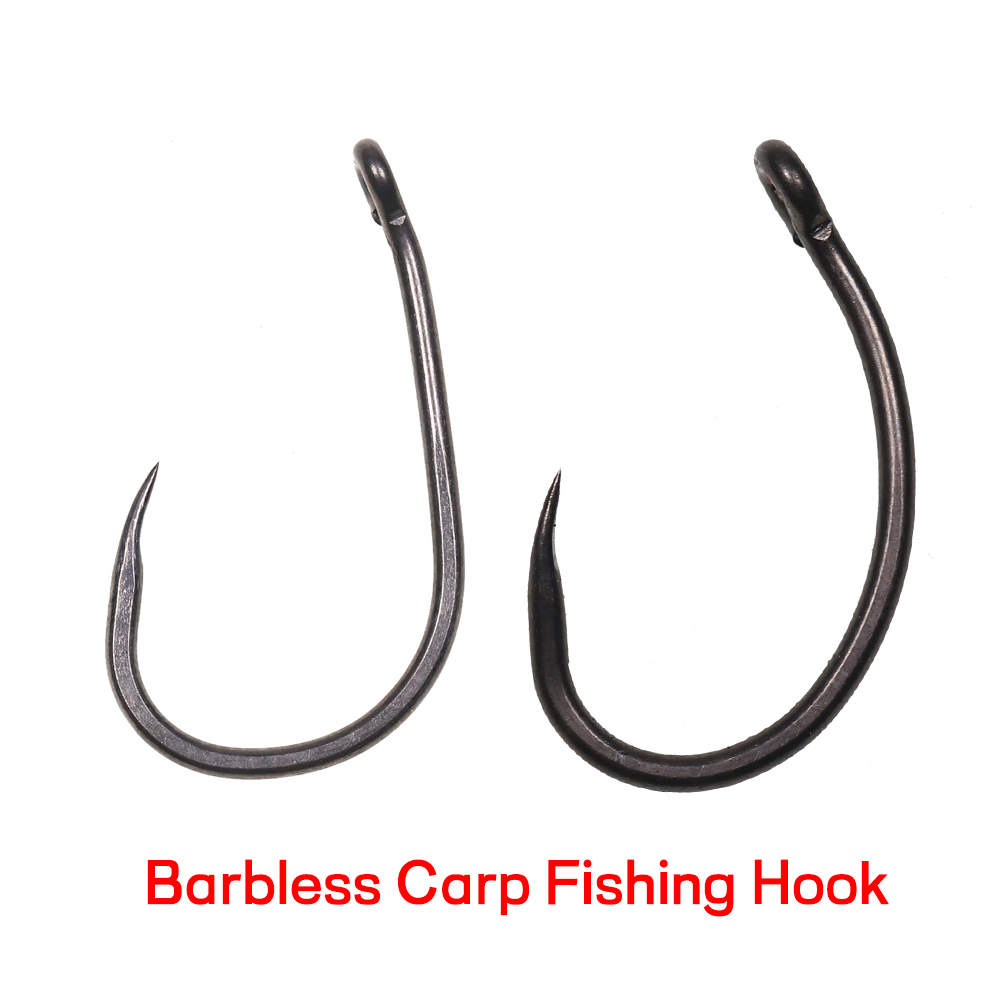 50PCS Matt Black Carp Fishing  - مراجعة Fishing Hook Barbless وسعره
