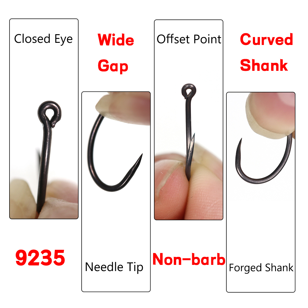 50PCS Matt Black Carp Fishing  - مراجعة Fishing Hook Barbless وسعره