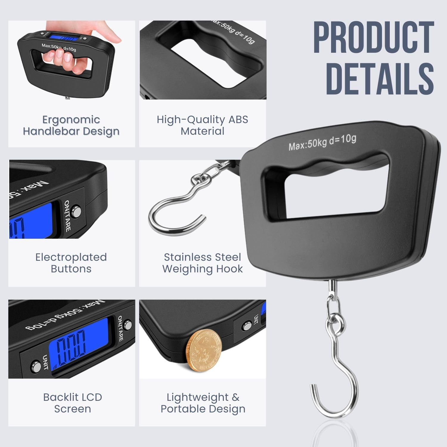 50kg Portable Handheld Digital - مراجعة Fishing Hook Stainless Steel وسعره