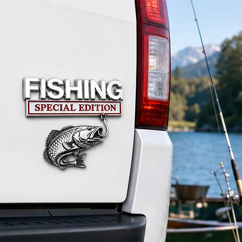 Chrome Fishing Car Badge Metal - مراجعة Fishing Hook وسعره