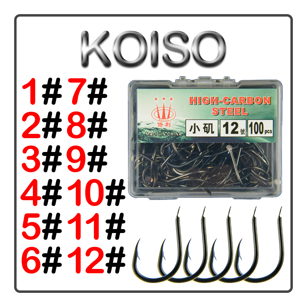 100 Pcs/Box KOISO Fish Hooks W - مراجعة Fishing Hook Assortment وسعره