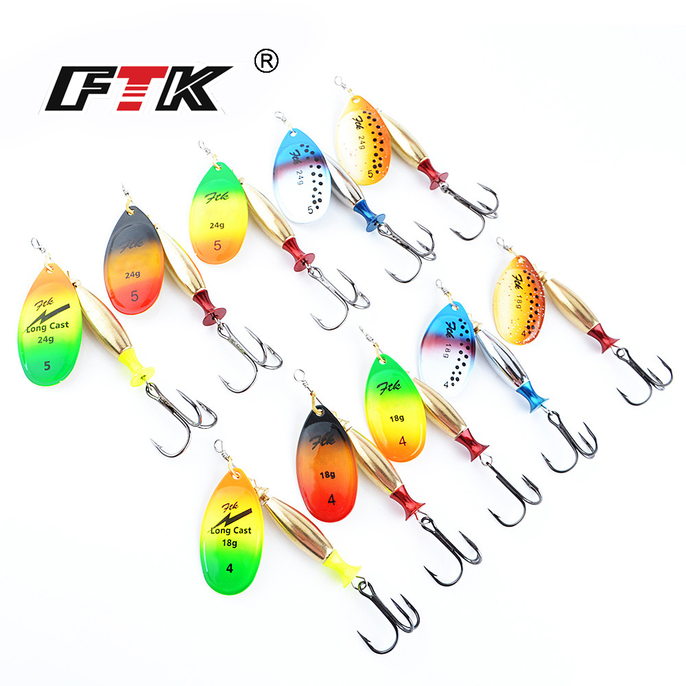 FTK 18g 24g Spinner Bait Hard  - مراجعة Fishing Hook Treble وسعره