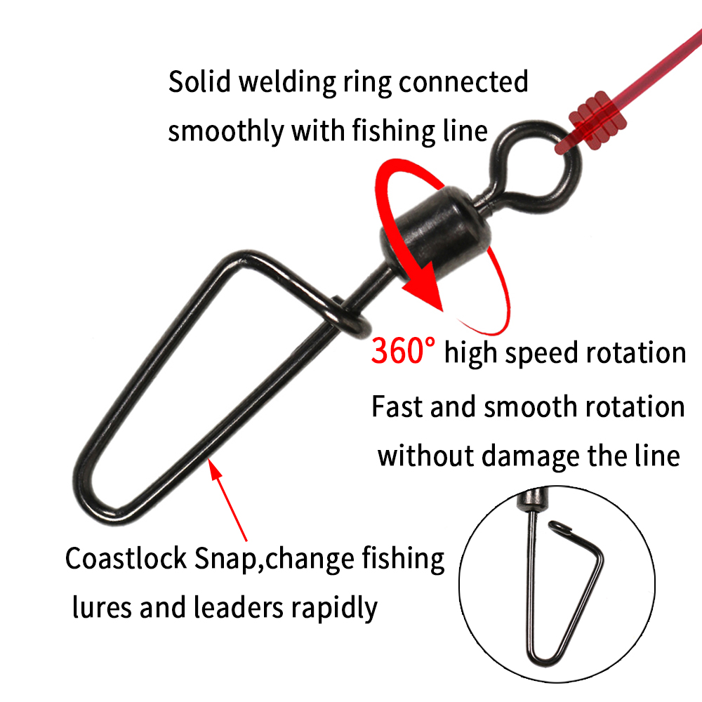 20PCS #12 -1/0 Rolling Swivel  - مراجعة Fishing Hook Stainless Steel وسعره