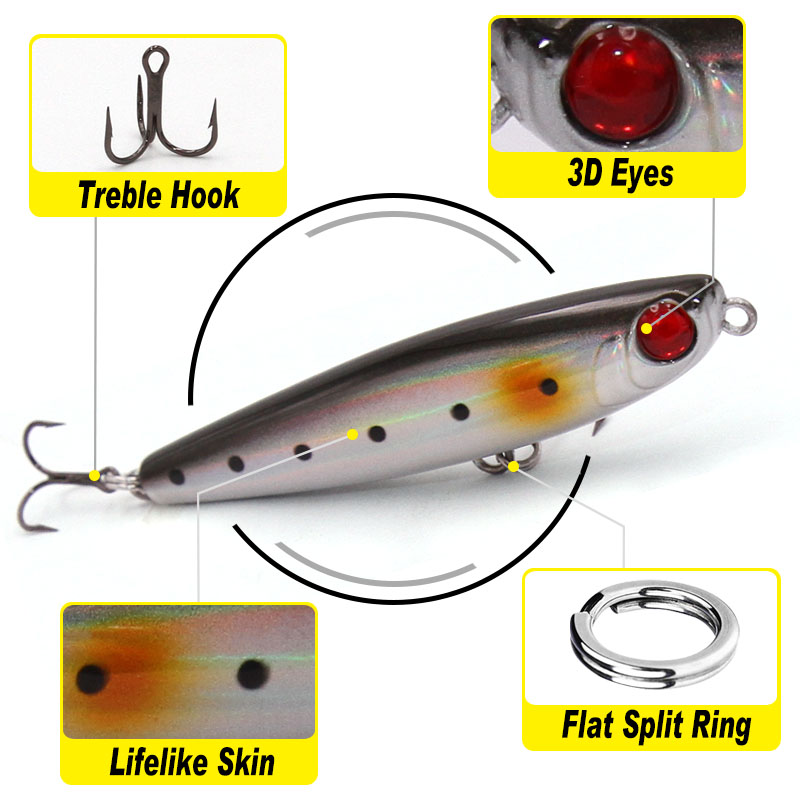 TacklePRO PE05 Pencil lure sti - مراجعة Fishing Hook Treble وسعره