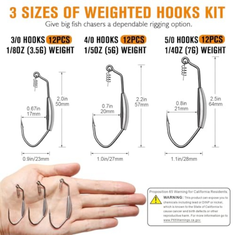 12PCS/44PCS Weighted Swimbait  - مراجعة Fishing Hook Weedless وسعره