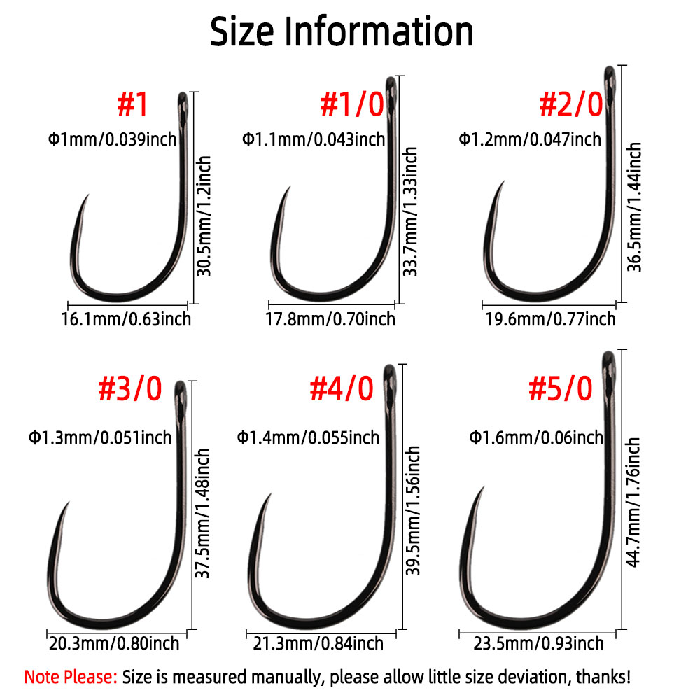 20pcs #1 1/0 2/0 3/0 4/0 5/0 S - مراجعة Fishing Hook Barbless وسعره